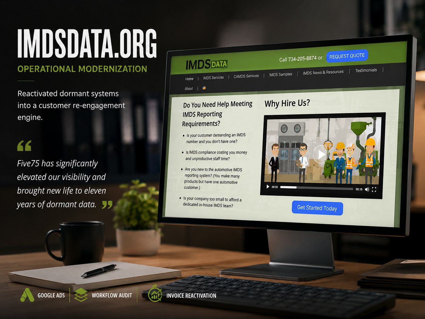 IMDSData.org operational modernization — dormant systems reactivated into a customer re-engagement engine